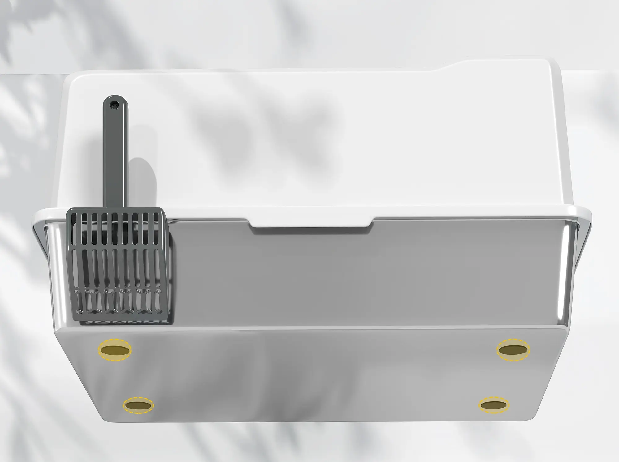 Litiera pentru pisici PawHut D31-126V00WT (White/Inox) - 6