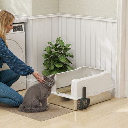 Litiera pentru pisici PawHut D31-126V00WT (White/Inox) Thumb