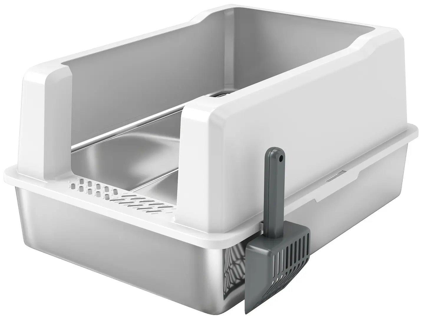 Litiera pentru pisici PawHut D31-126V00WT (White/Inox)