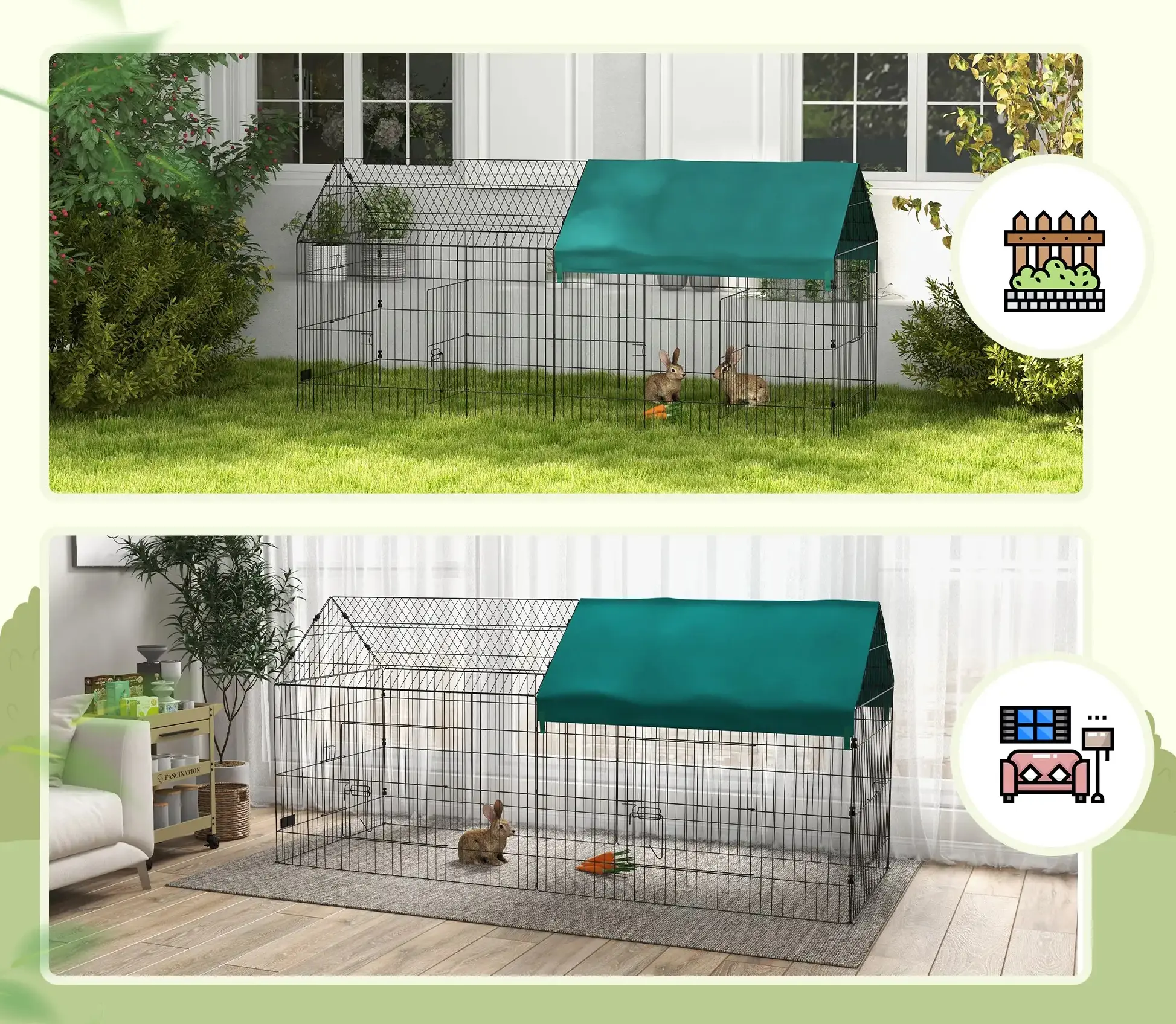 Вольер для мелких животных PawHut D51-395V01GN (Black/Green) - 5