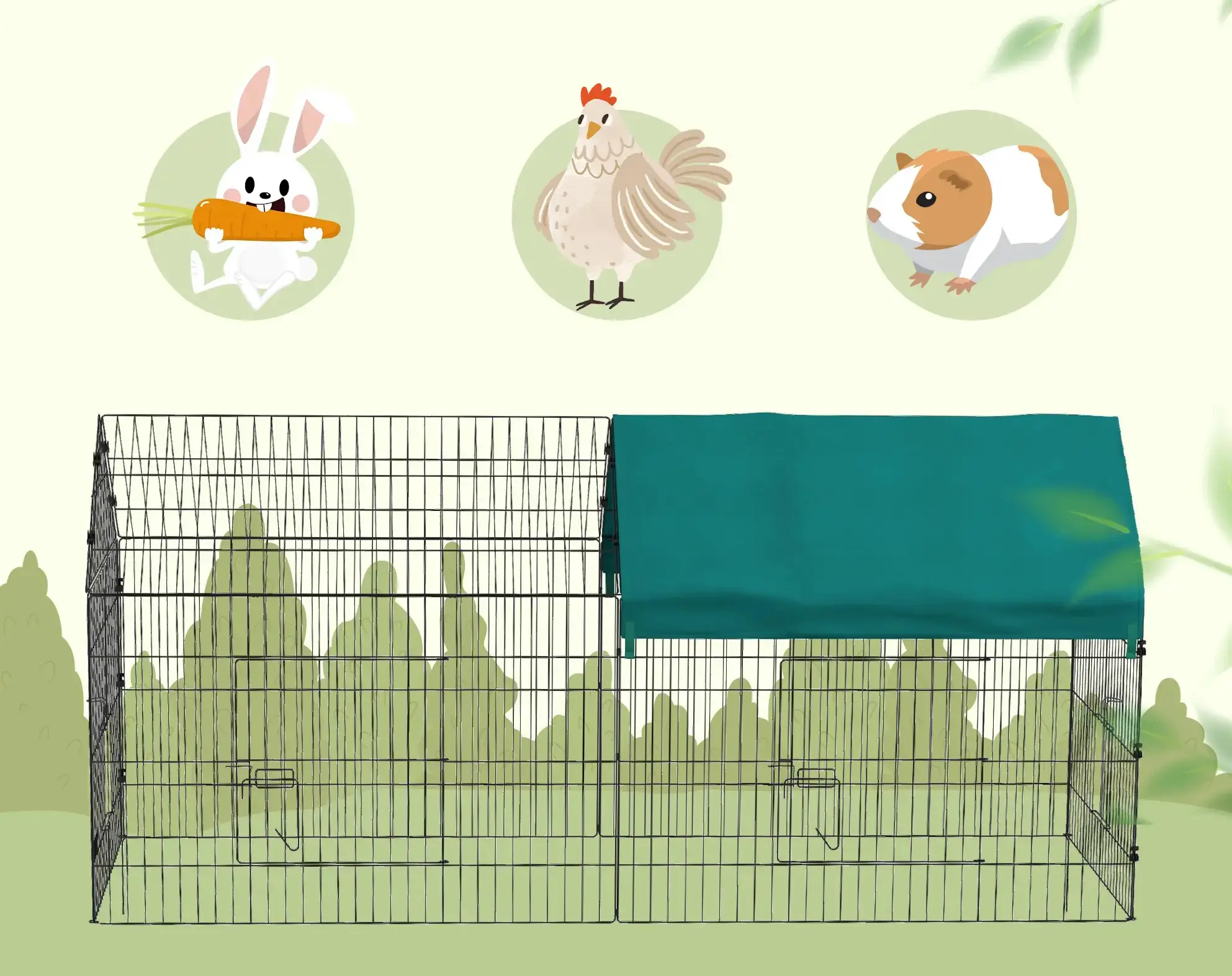 Вольер для мелких животных PawHut D51-395V01GN (Black/Green) - 7