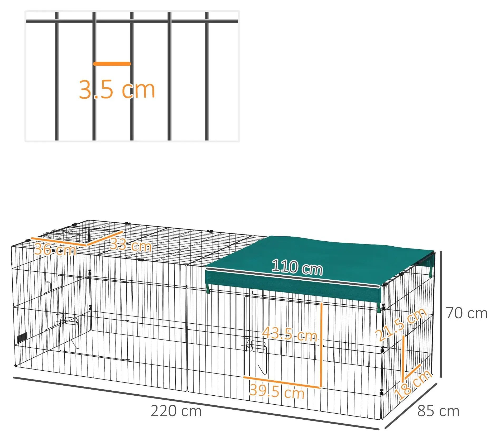 Вольер для мелких животных PawHut D51-396V01GN (Black/Green) - 3