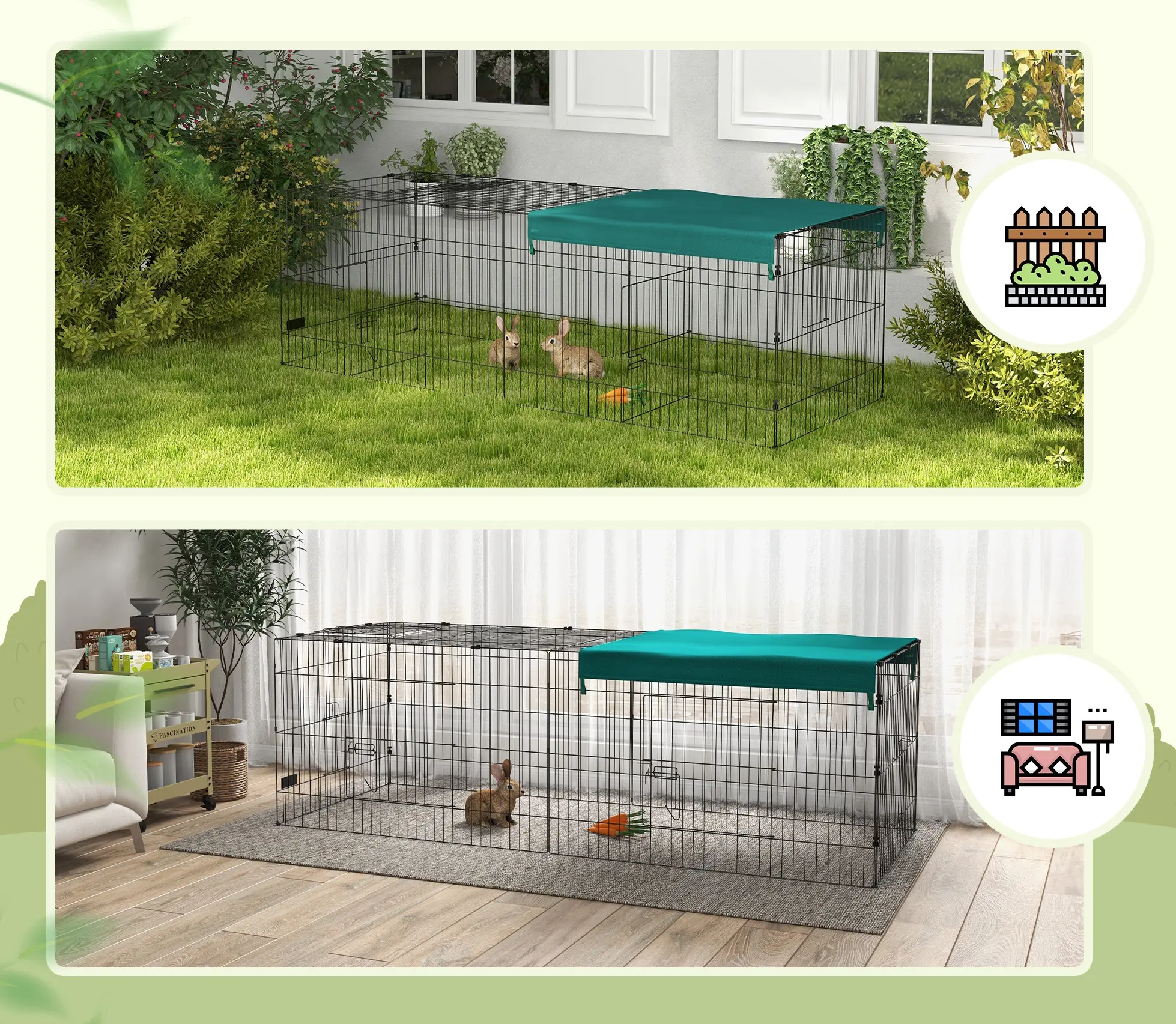 Вольер для мелких животных PawHut D51-396V01GN (Black/Green) - 6