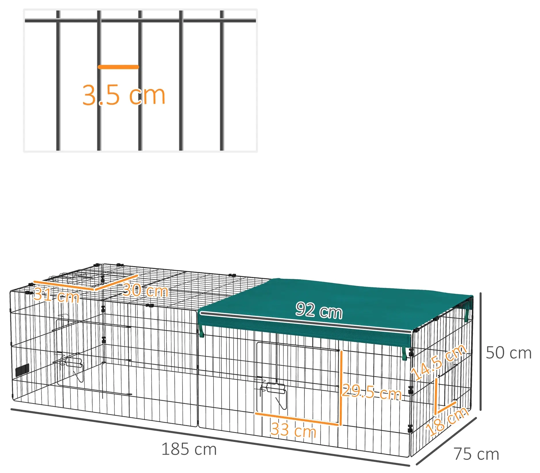 Вольер для мелких животных PawHut D51-479V00BK (Black/Green) - 4
