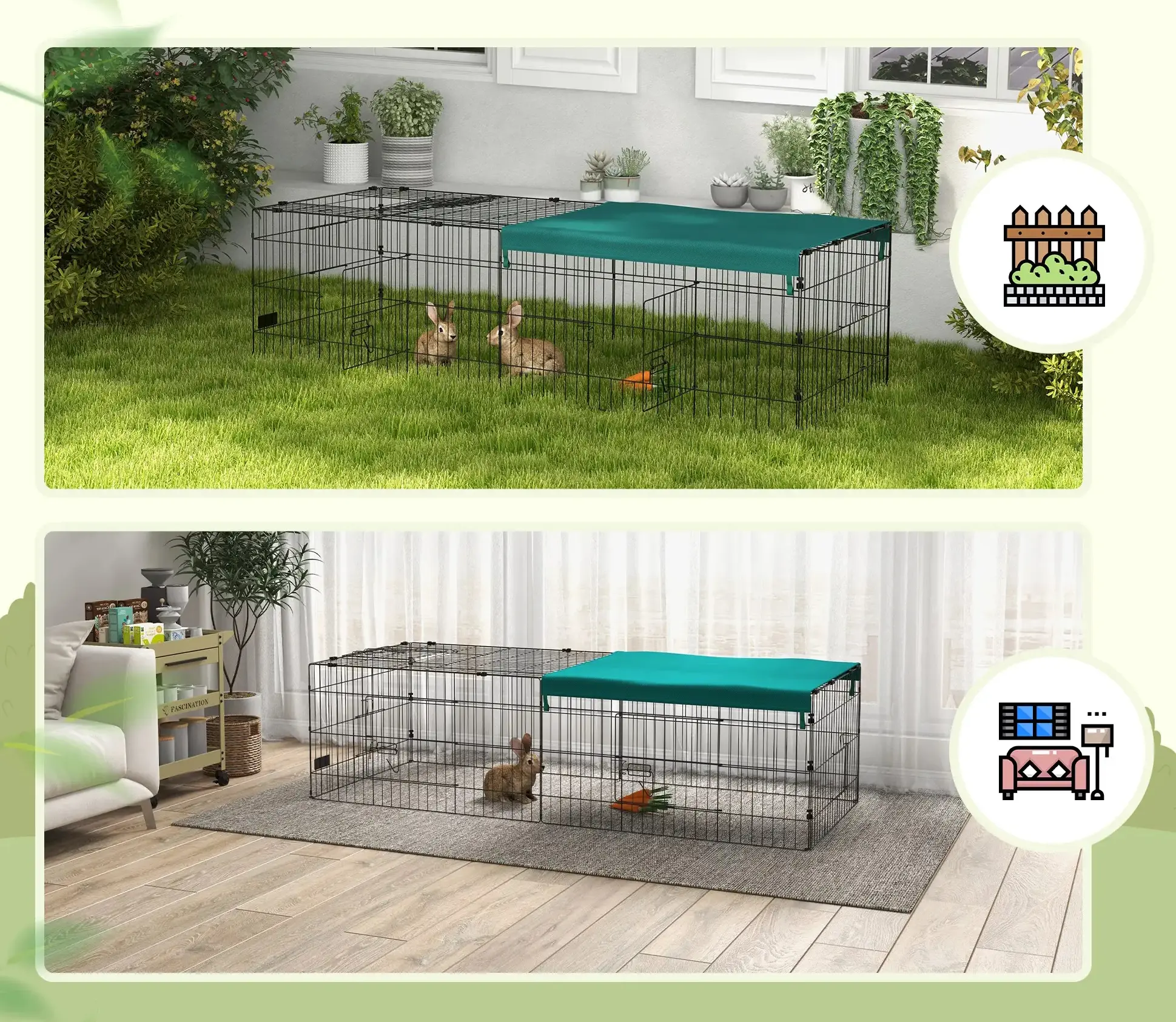 Вольер для мелких животных PawHut D51-479V00BK (Black/Green) - 6