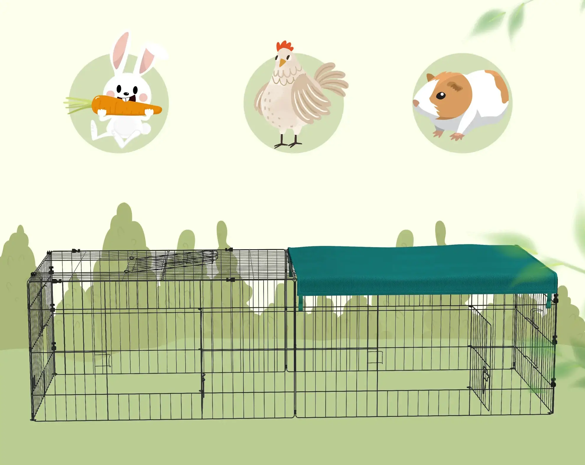 Вольер для мелких животных PawHut D51-479V00BK (Black/Green) - 7