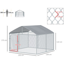Voliera de exterior pentru caini PawHut D02-038V01 (Silver) Thumb