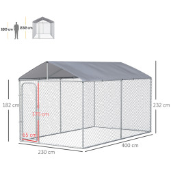 Voliera de exterior pentru caini PawHut D02-049V03SR (Silver) Thumb