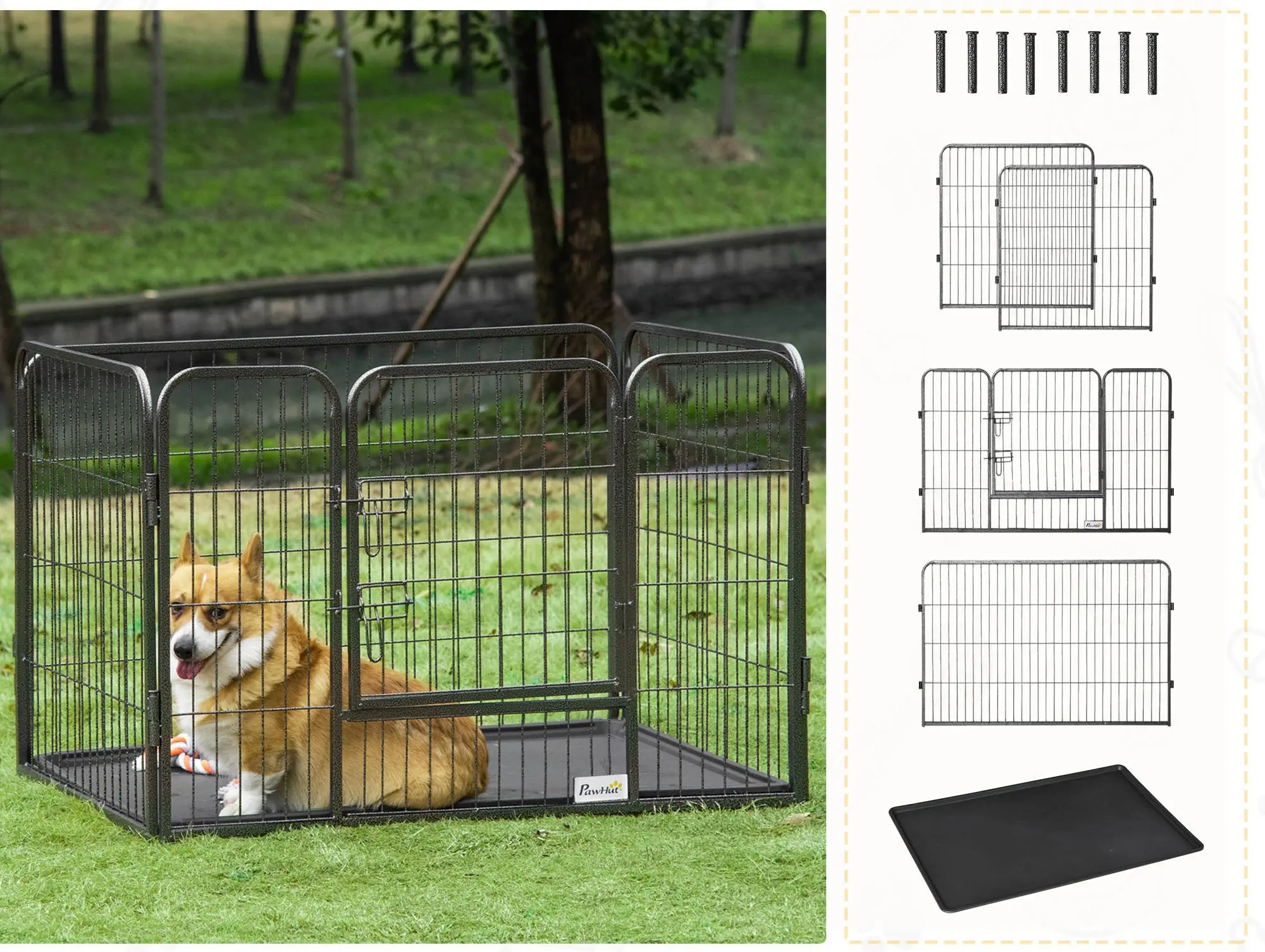 Загон для домашних животных PawHut D06-138 (Black) - 5