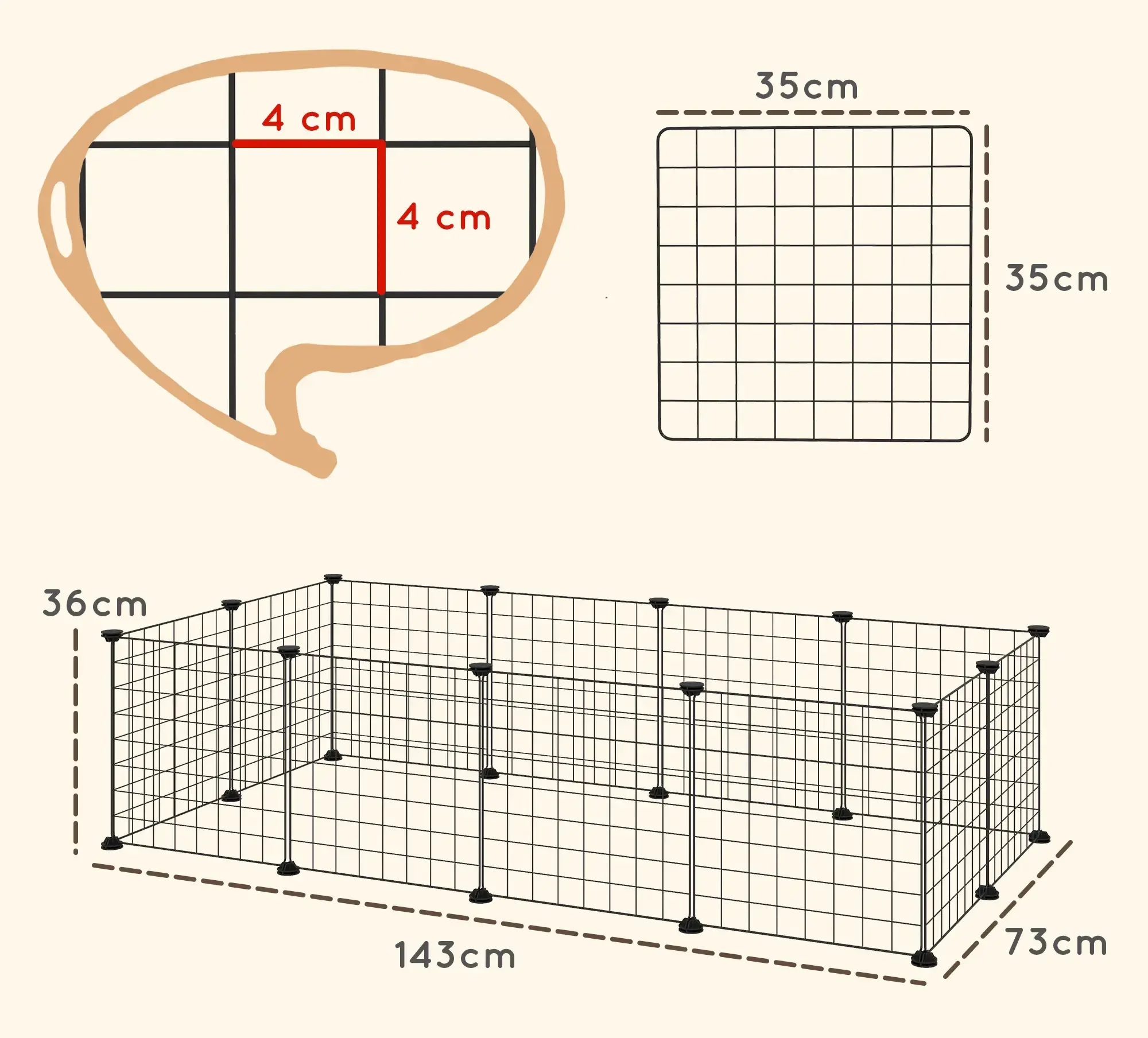 Загон для мелких животных PawHut D06-055 (Black) - 3