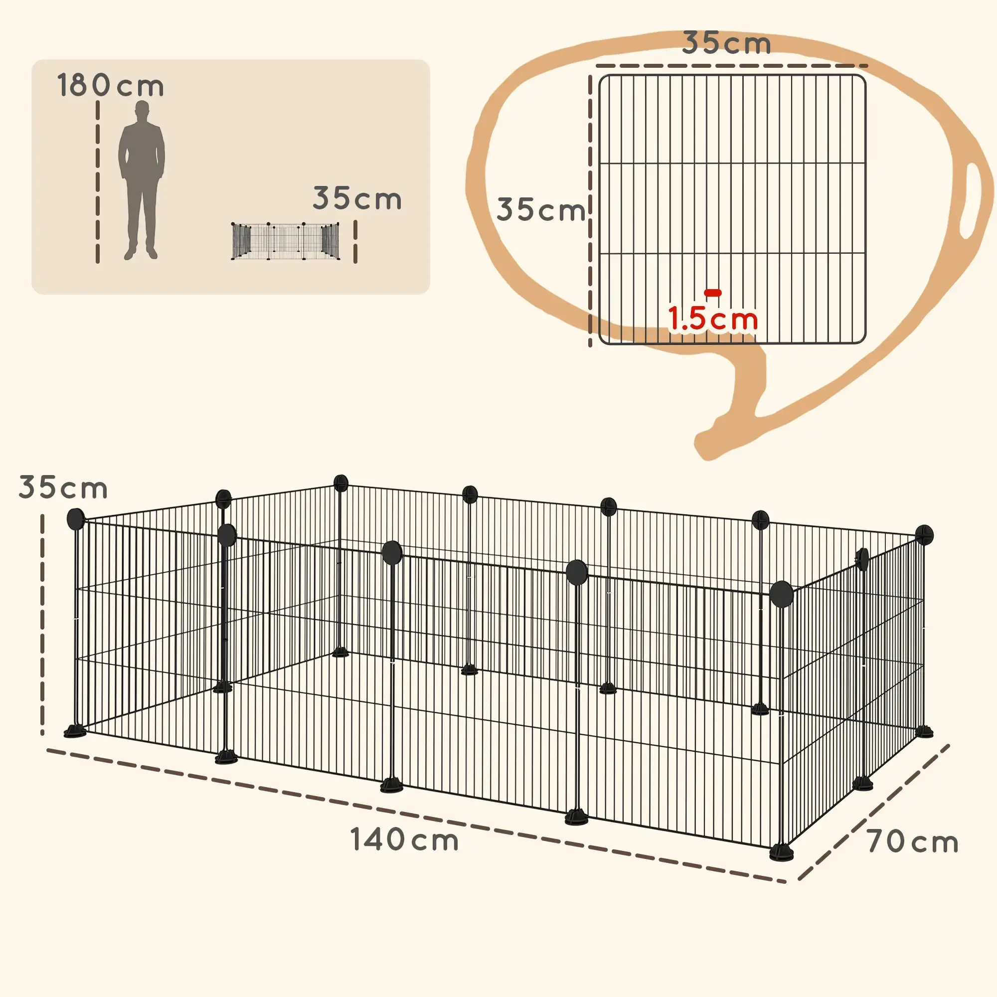 Tarc pentru animale mici PawHut D06-055V01BK (Black) - 3