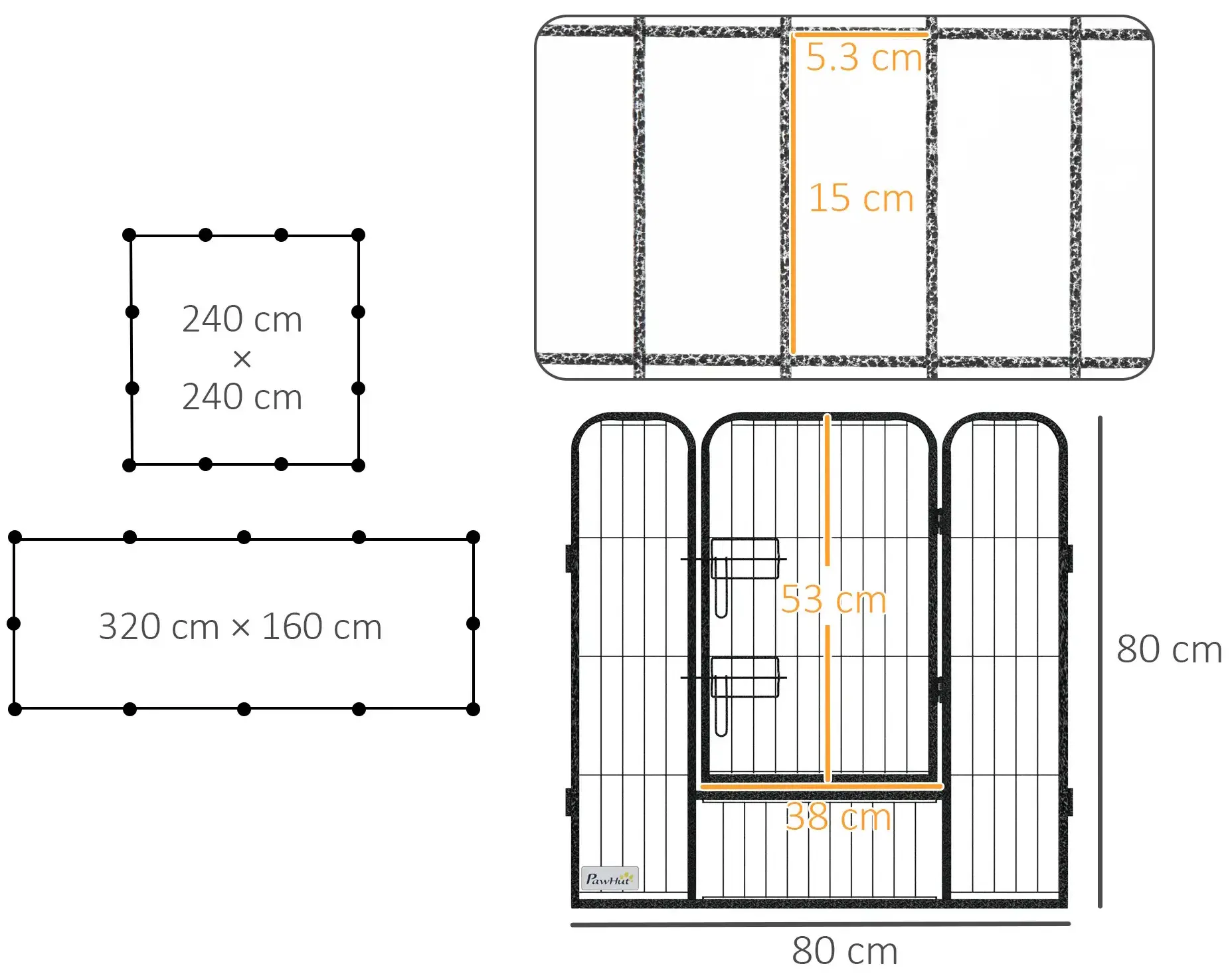 Загон для собак PawHut D06-141V01GY (Grey/Black) - 4