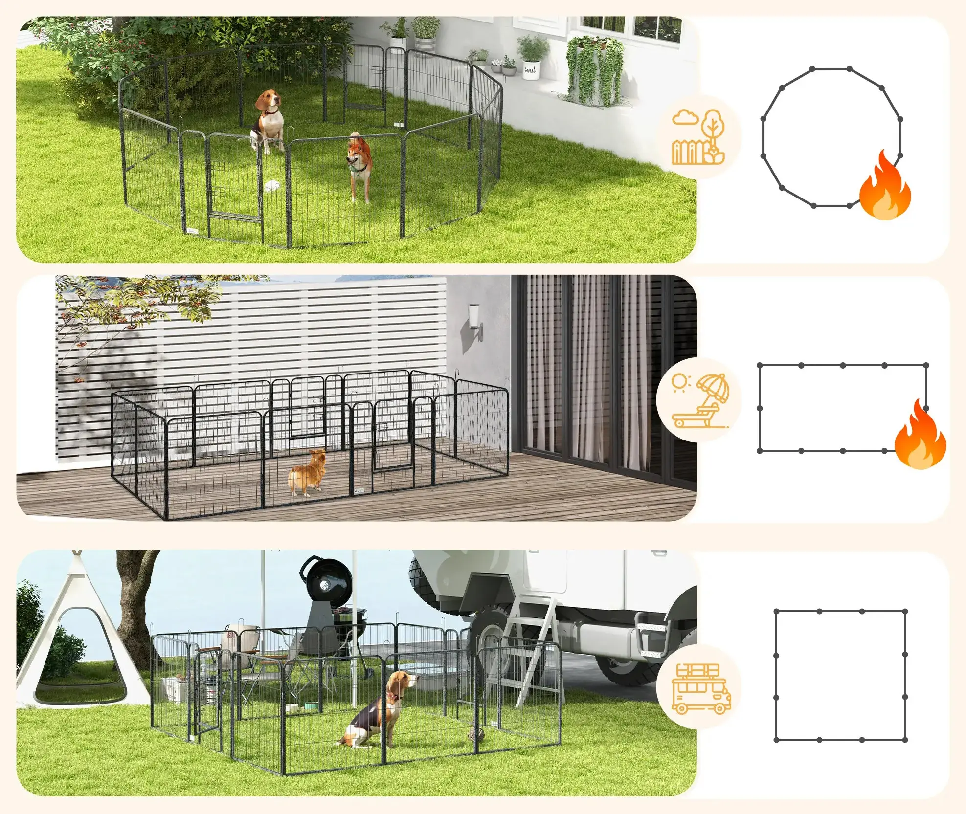 Загон для собак PawHut D06-141V01GY (Grey/Black) - 5