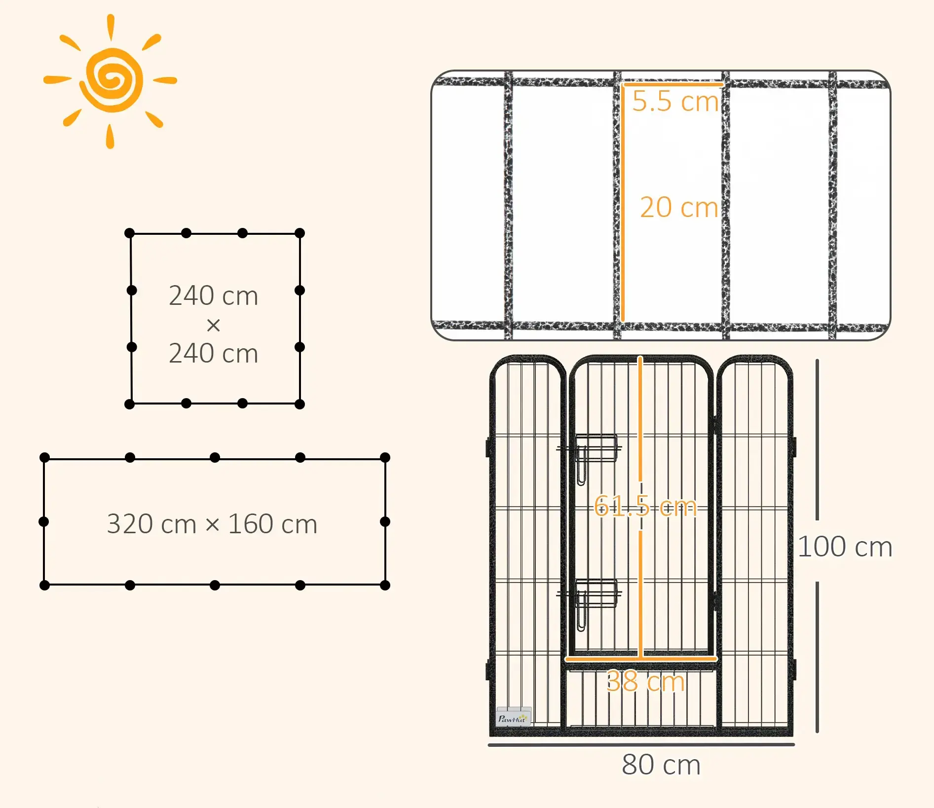 Tarc pentru caini PawHut D06-141V02GY (Black) - 5