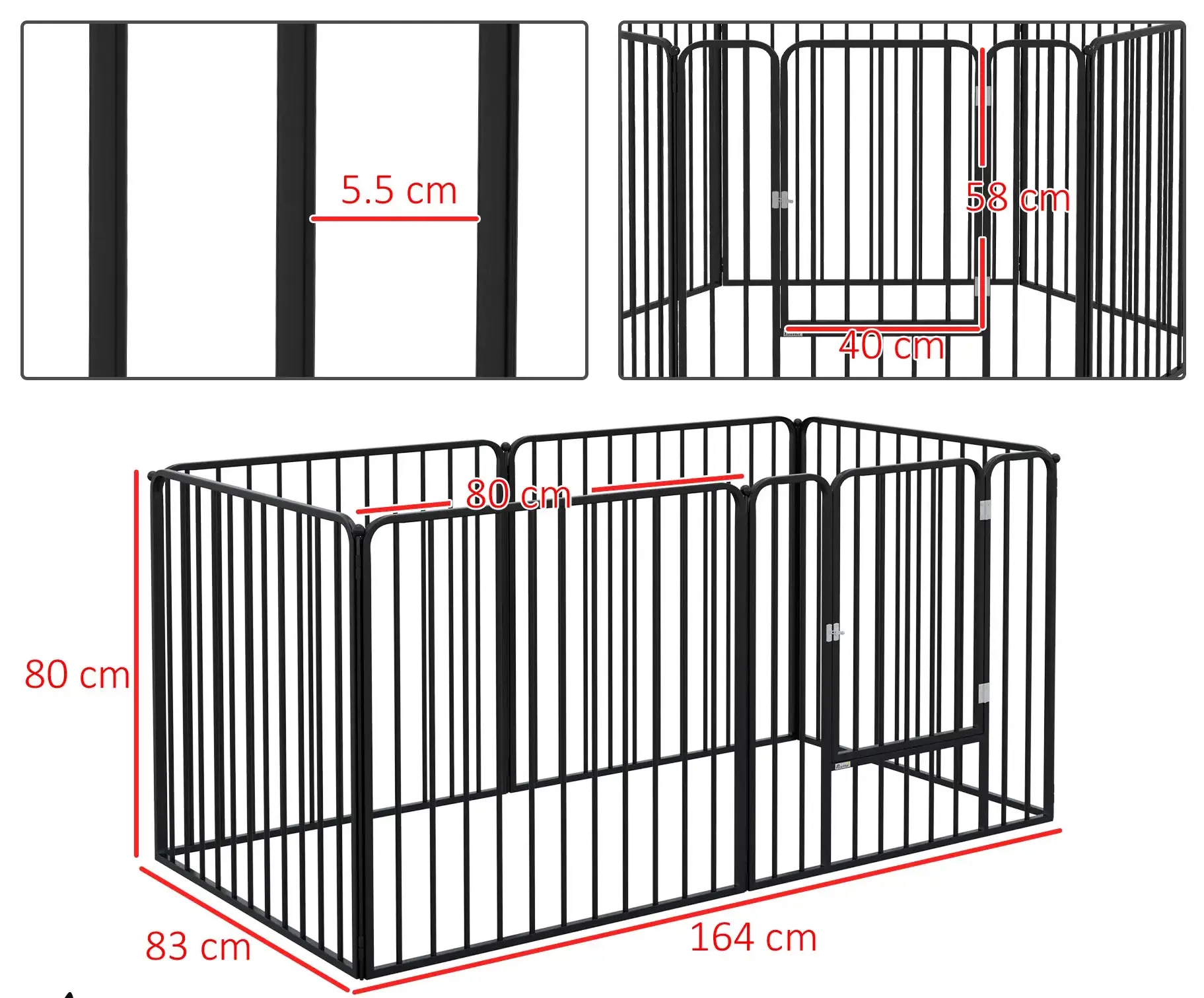 Загон для собак PawHut D06-201V00BK (Black) - 4
