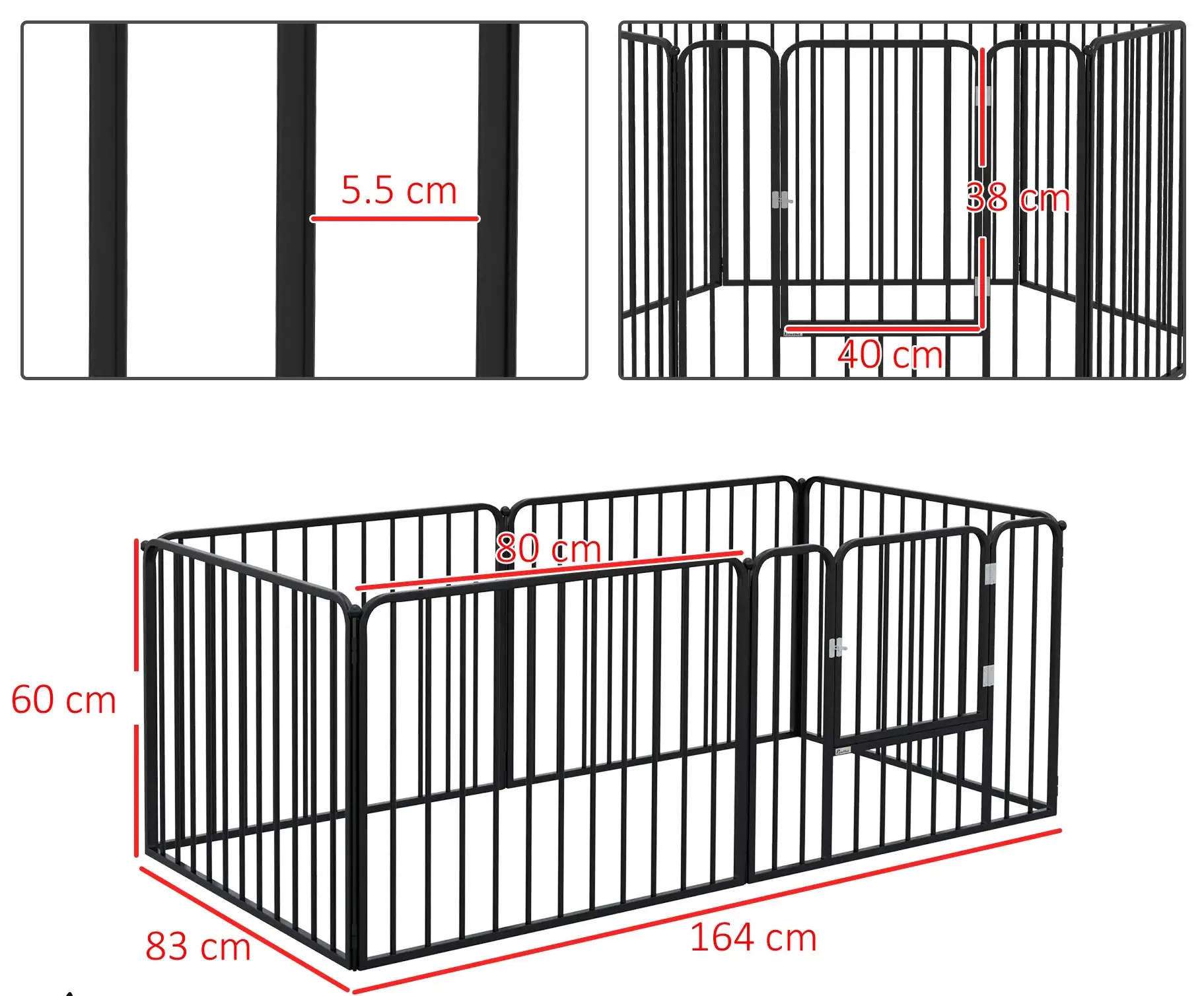 Загон для собак PawHut D06-202V00BK (Black) - 4