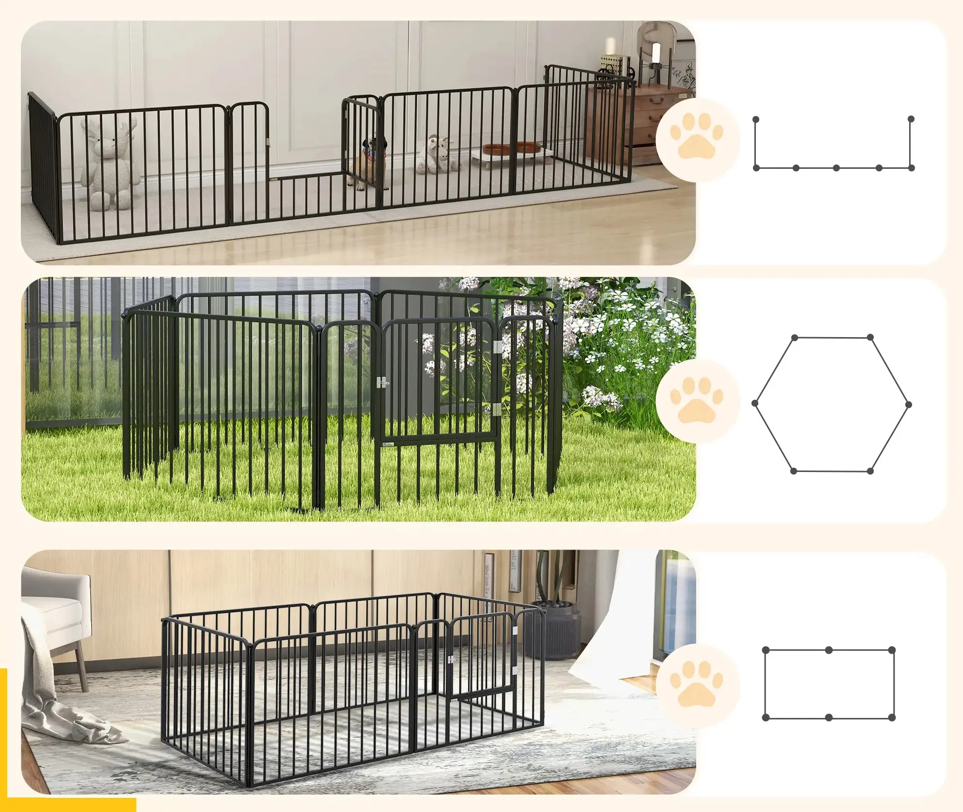 Загон для собак PawHut D06-202V00BK (Black) - 8