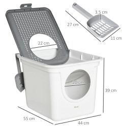 Litiera inchisa pentru pisici PawHut D31-049 (White/Grey) Thumb