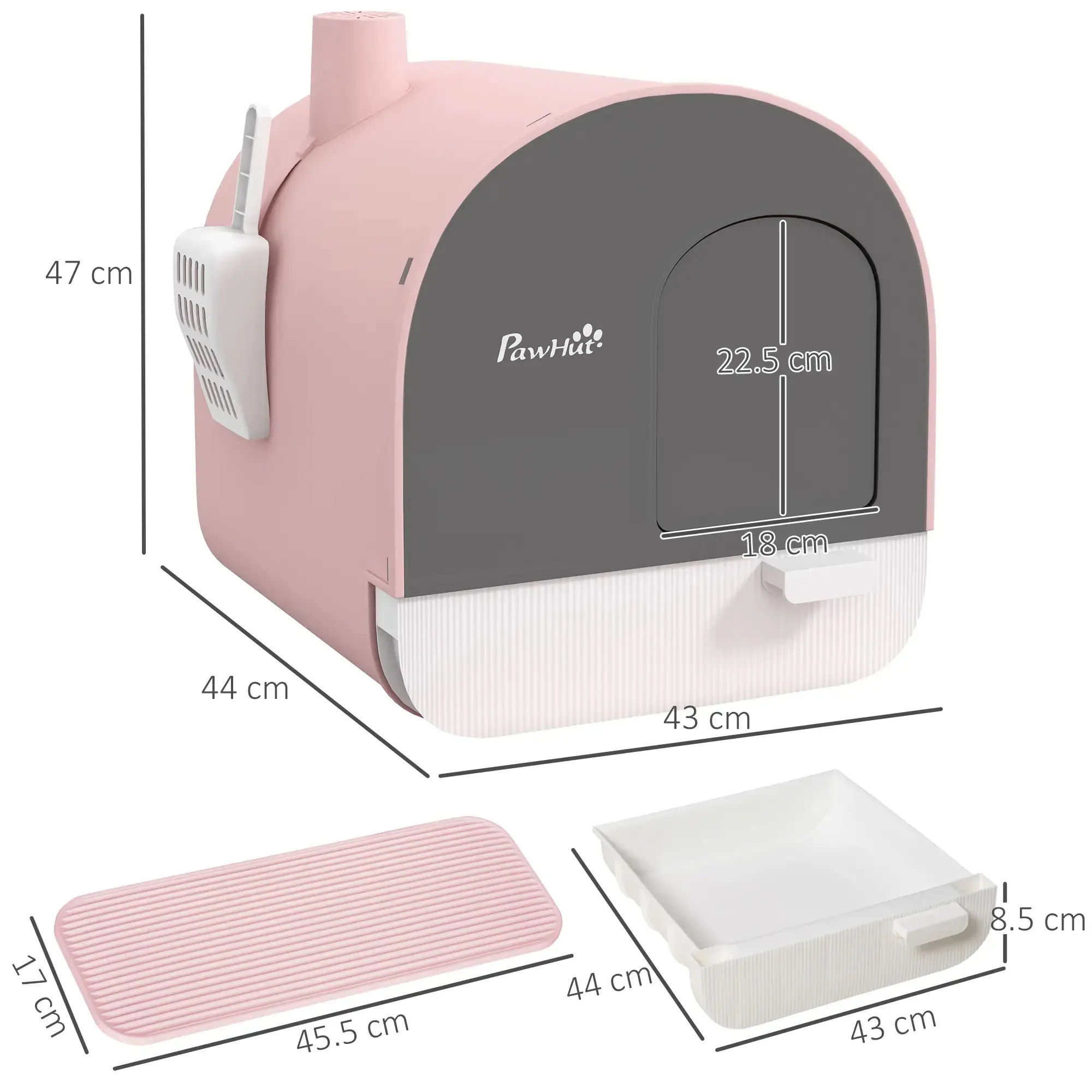 Litiera inchisa pentru pisici PawHut D31-050V00PK (Pink) - 3
