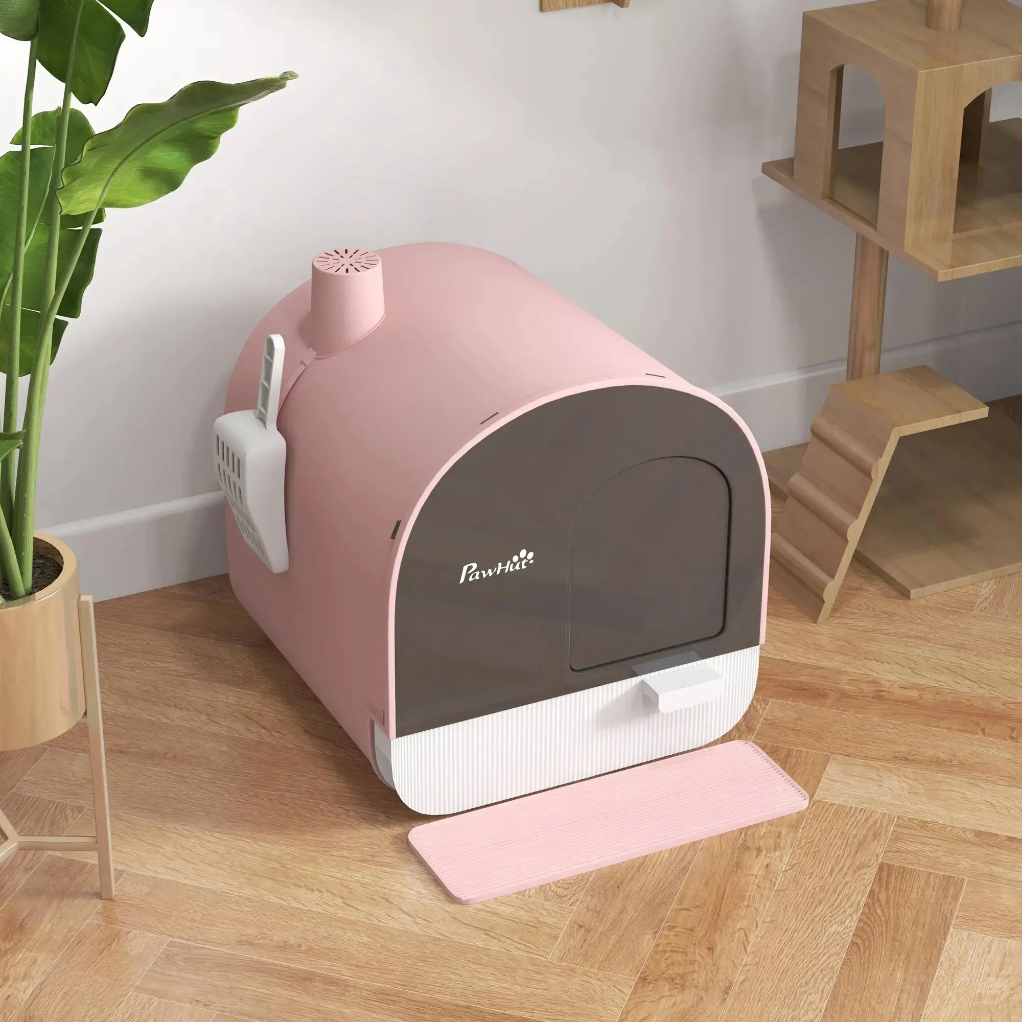 Litiera inchisa pentru pisici PawHut D31-050V00PK (Pink) - 8