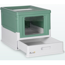 Закрытый туалет для кошек PawHut D31-061V00GN (Green/White) Thumb