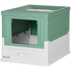 Litiera inchisa pentru pisici PawHut D31-061V00GN (Green/White)
