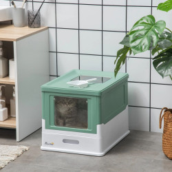 Закрытый туалет для кошек PawHut D31-061V00GN (Green/White) Thumb