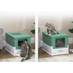 Закрытый туалет для кошек PawHut D31-061V00GN (Green/White) Thumb