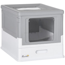 Litiera inchisa pentru pisici PawHut D31-061V00GY (White/Grey)