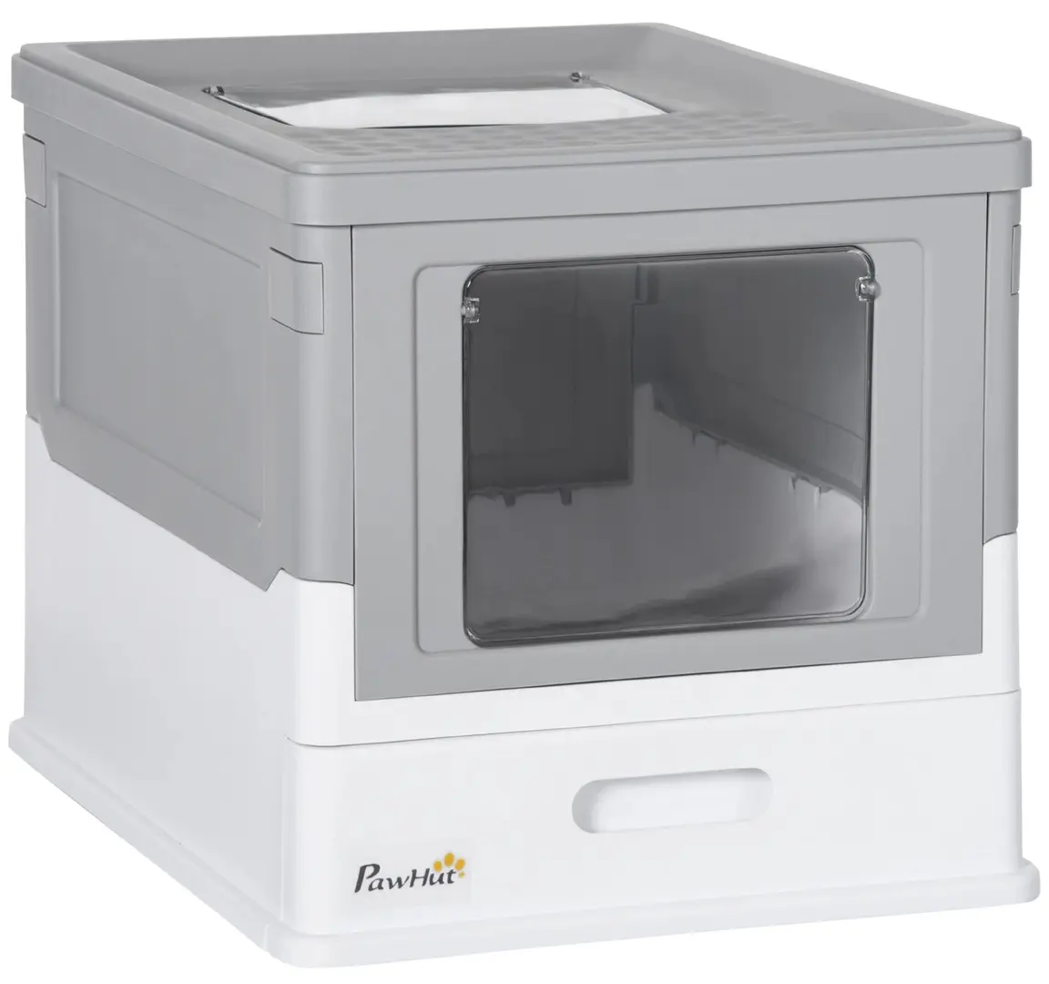 Litiera inchisa pentru pisici PawHut D31-061V00GY (White/Grey)