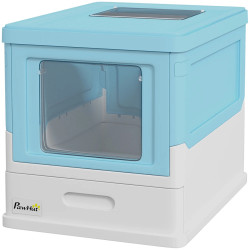 Закрытый туалет для кошек PawHut D31-061V00LB (Light Blue/White) Thumb