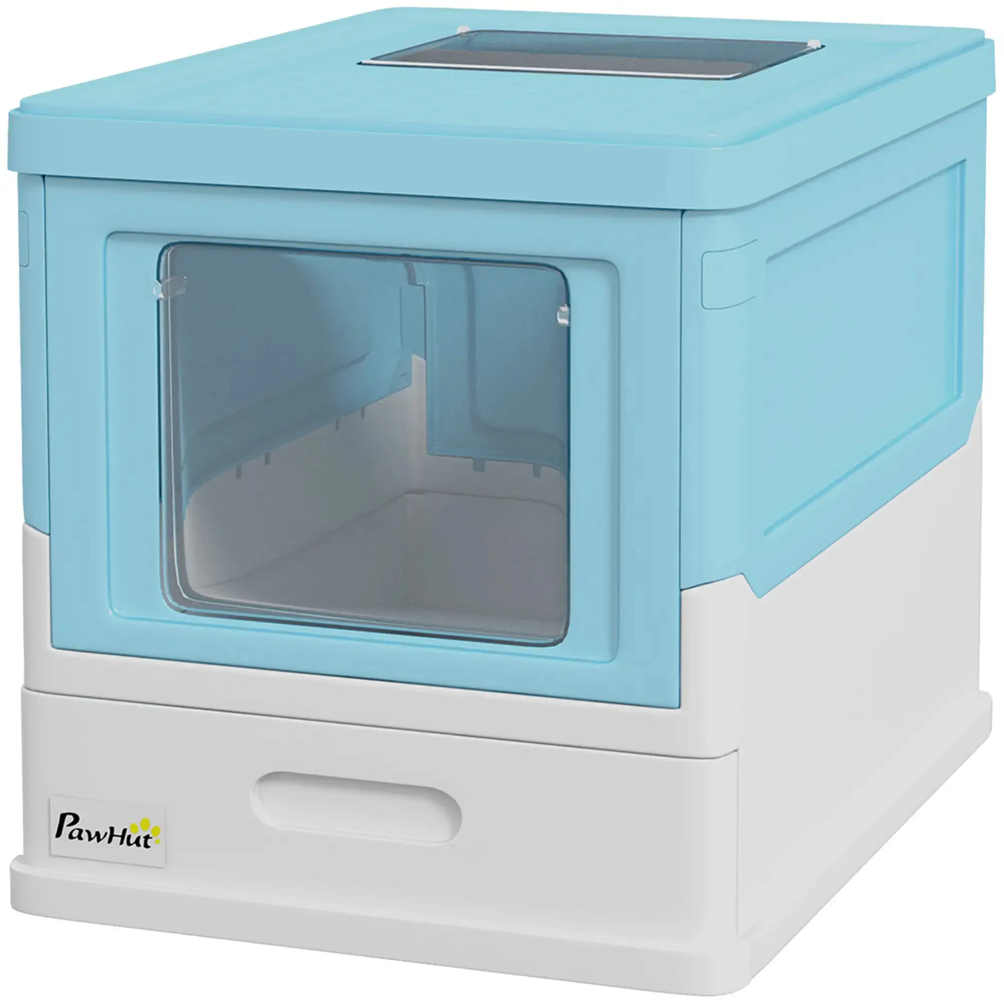 Закрытый туалет для кошек PawHut D31-061V00LB (Light Blue/White) - 2