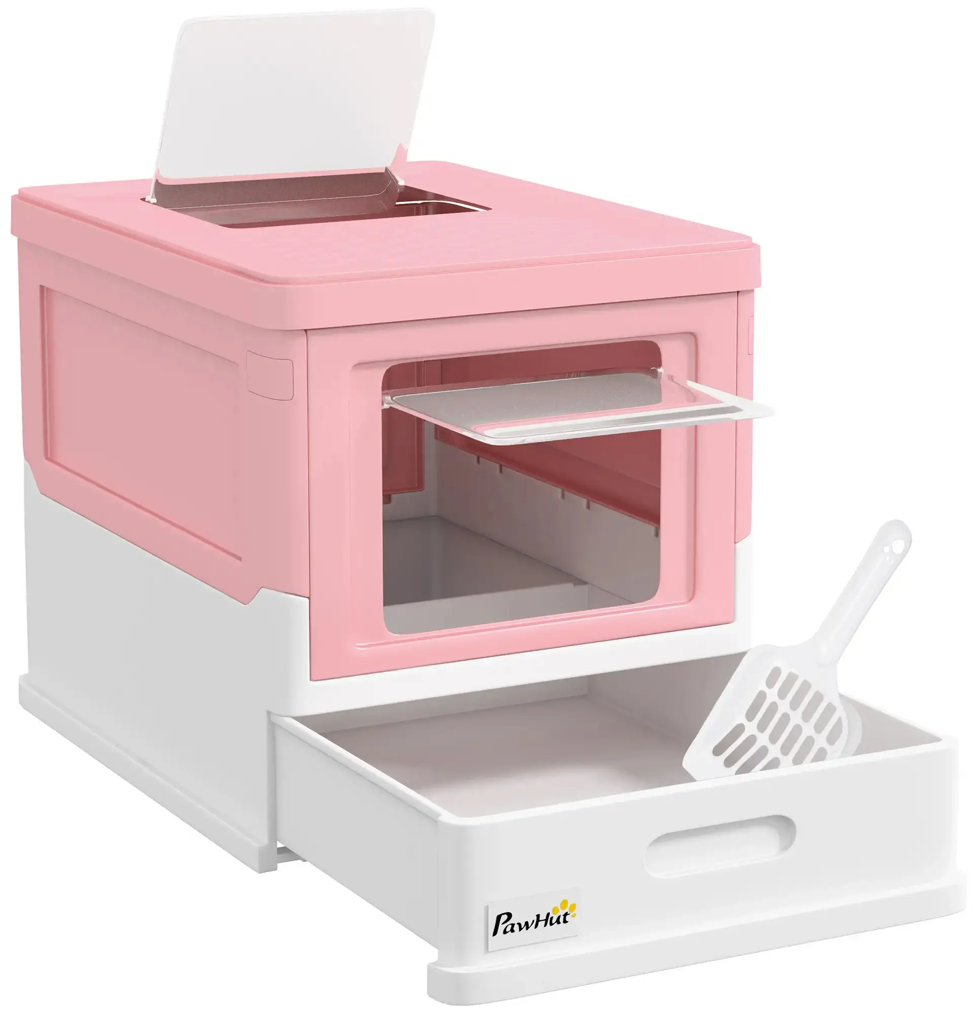 Litiera inchisa pentru pisici PawHut D31-061V00PK (Pink) - 3