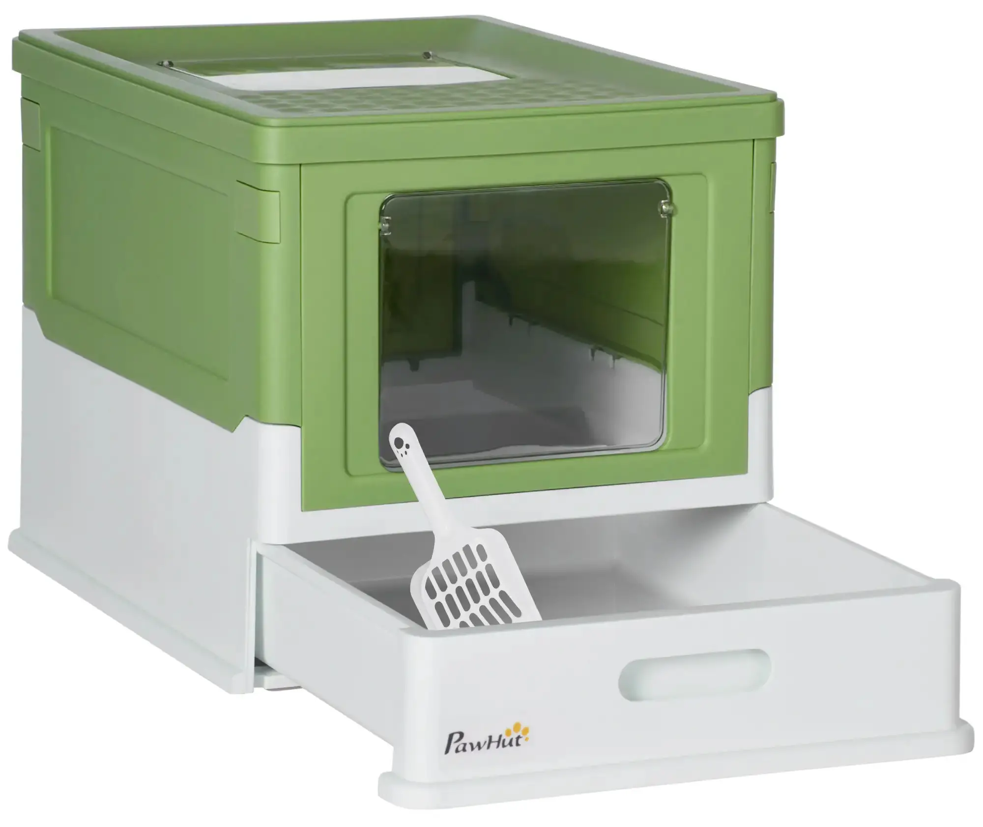 Litiera inchisa pentru pisici PawHut D31-061V00YG (Green/White) - 3