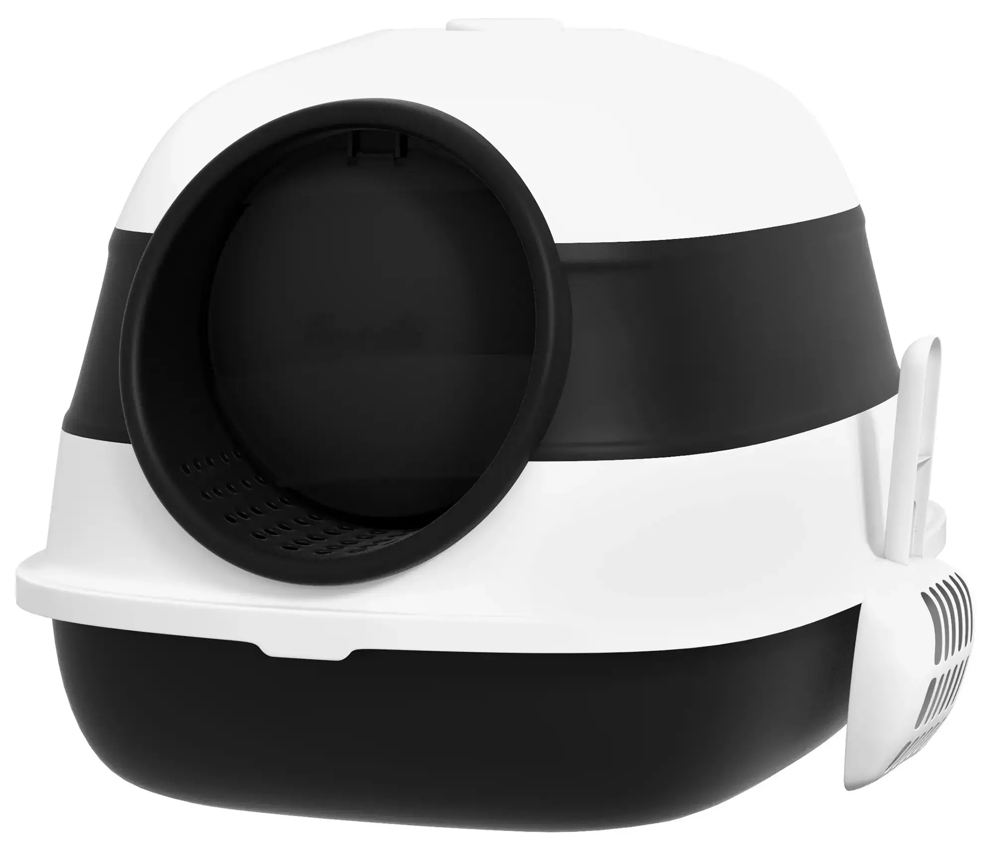 Litiera inchisa pentru pisici PawHut D31-066V00BK (Black/White) - 3