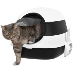 Litiera inchisa pentru pisici PawHut D31-066V00BK (Black/White)