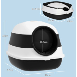 Litiera inchisa pentru pisici PawHut D31-066V00BK (Black/White) Thumb