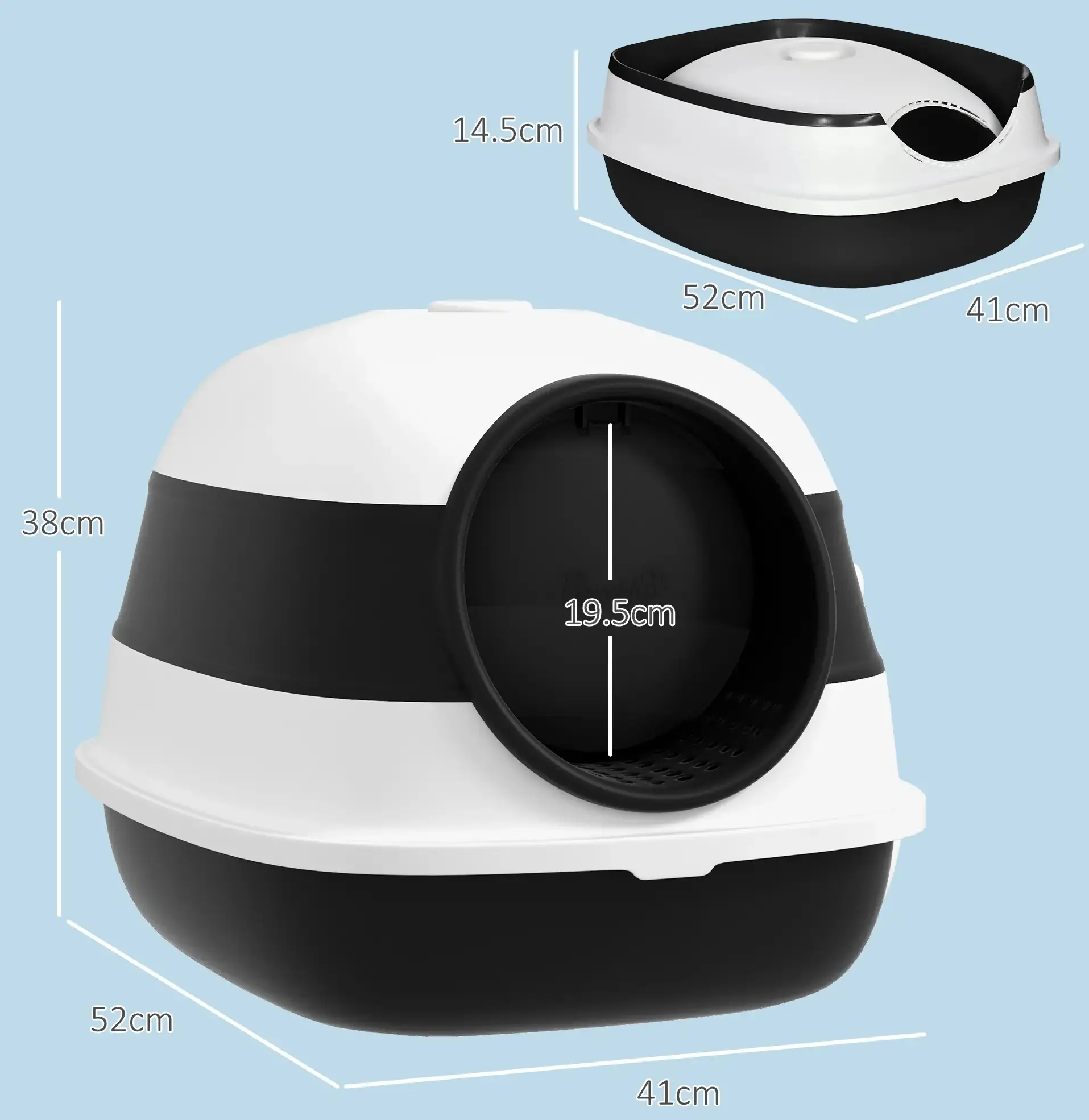 Litiera inchisa pentru pisici PawHut D31-066V00BK (Black/White) - 4