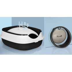 Litiera inchisa pentru pisici PawHut D31-066V00BK (Black/White) Thumb