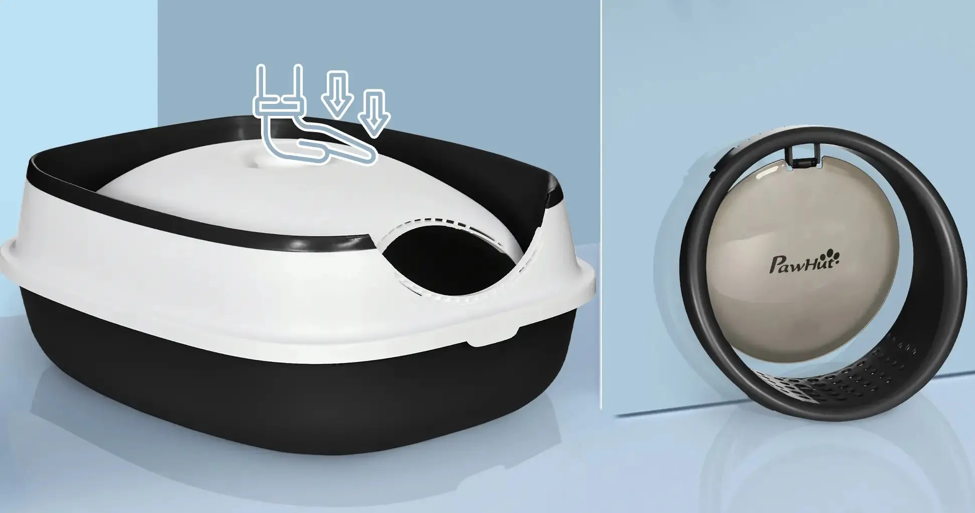 Litiera inchisa pentru pisici PawHut D31-066V00BK (Black/White) - 5