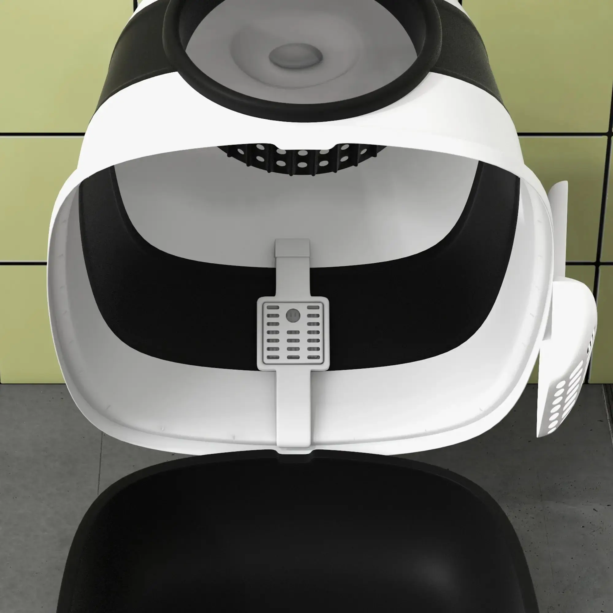 Litiera inchisa pentru pisici PawHut D31-066V00BK (Black/White) - 6