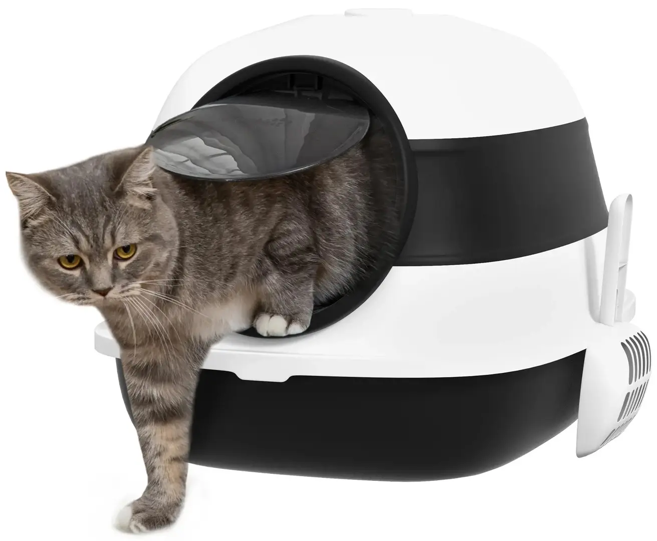 Litiera inchisa pentru pisici PawHut D31-066V00BK (Black/White)