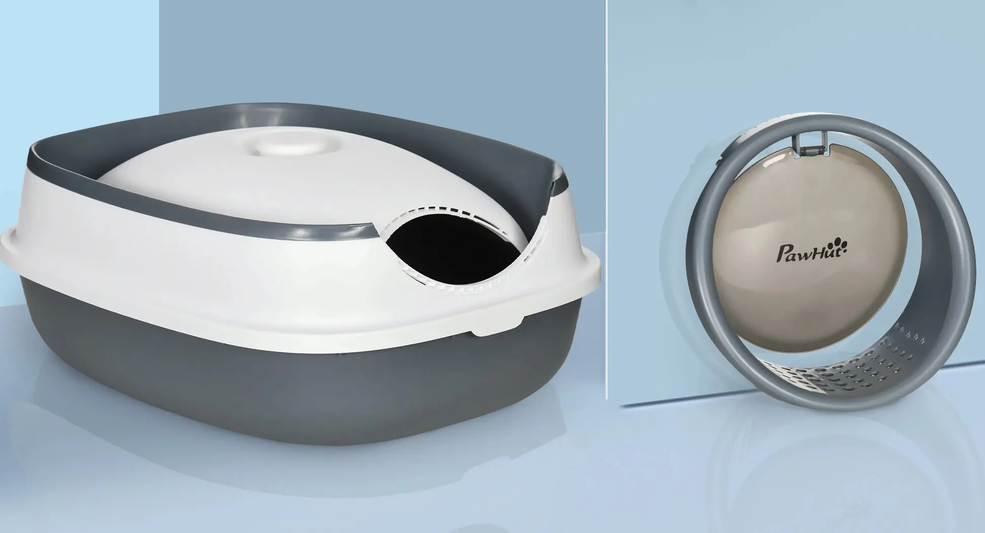 Закрытый туалет для кошек PawHut D31-066V00WT (White/Grey) - 3