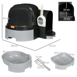 Litiera inchisa pentru pisici PawHut D31-080V00GY (Grey/Black) Thumb