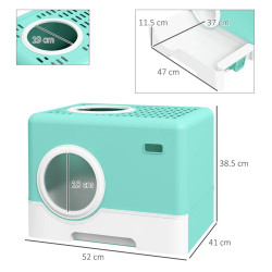 Litiera inchisa pentru pisici PawHut D31-084V00GN (Turquoise) Thumb