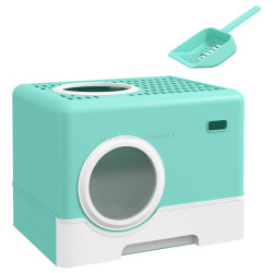 Litiera inchisa pentru pisici PawHut D31-084V00GN (Turquoise)