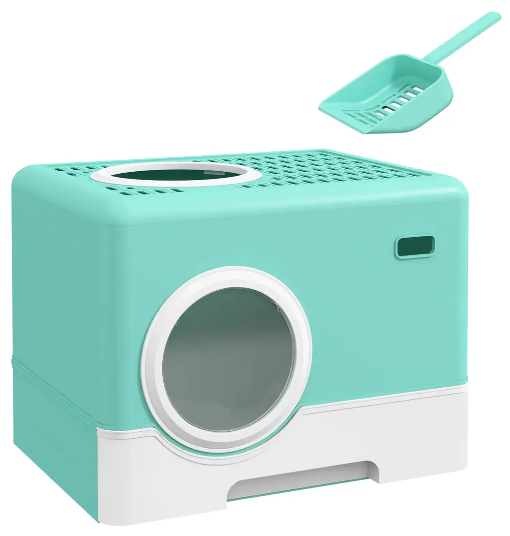 Litiera inchisa pentru pisici PawHut D31-084V00GN (Turquoise)