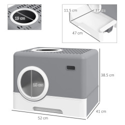 Litiera inchisa pentru pisici PawHut D31-084V00GY (Grey) Thumb