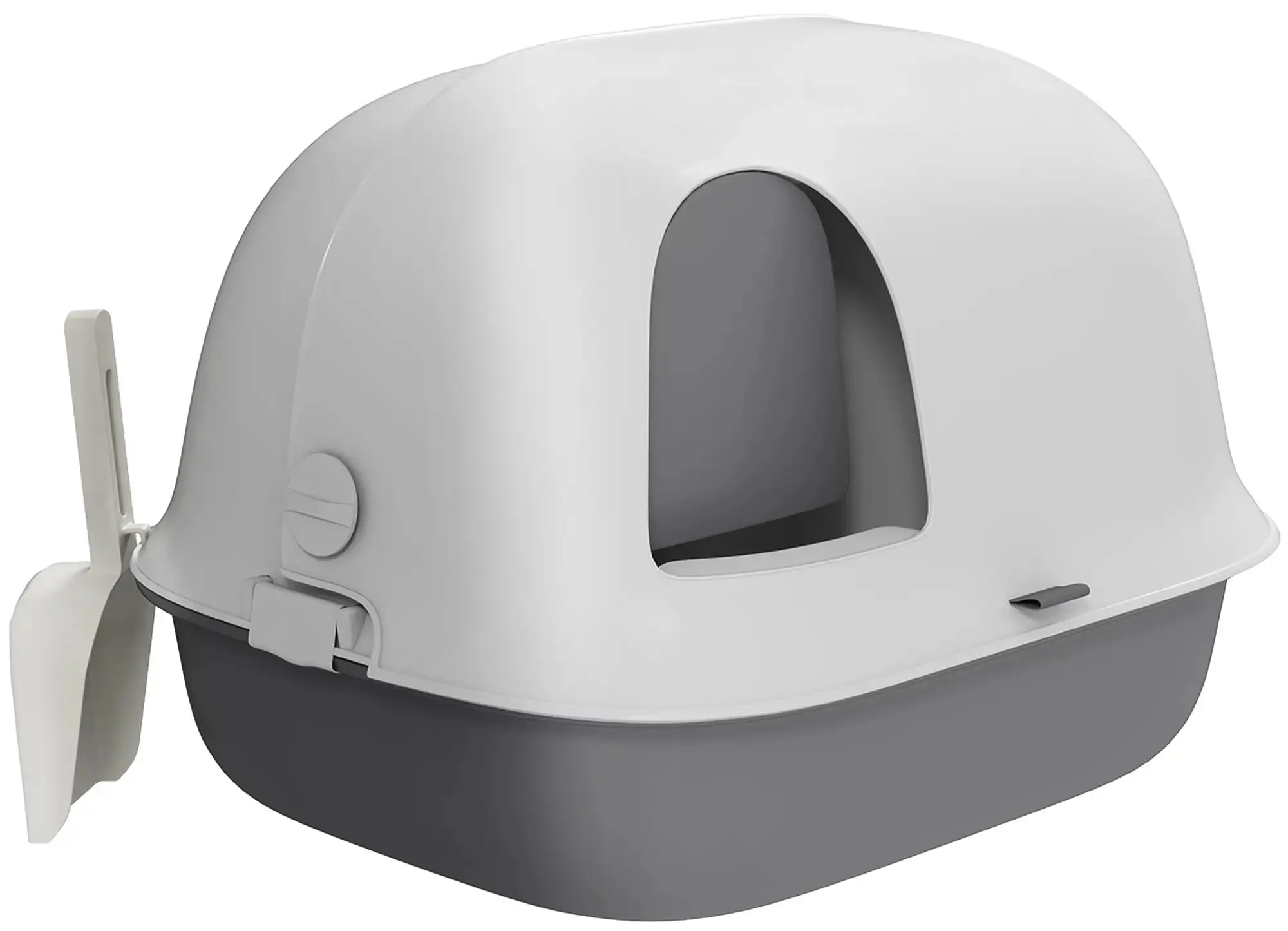 Litiera inchisa pentru pisici PawHut D31-093V00LG (Light Grey/White) - 2