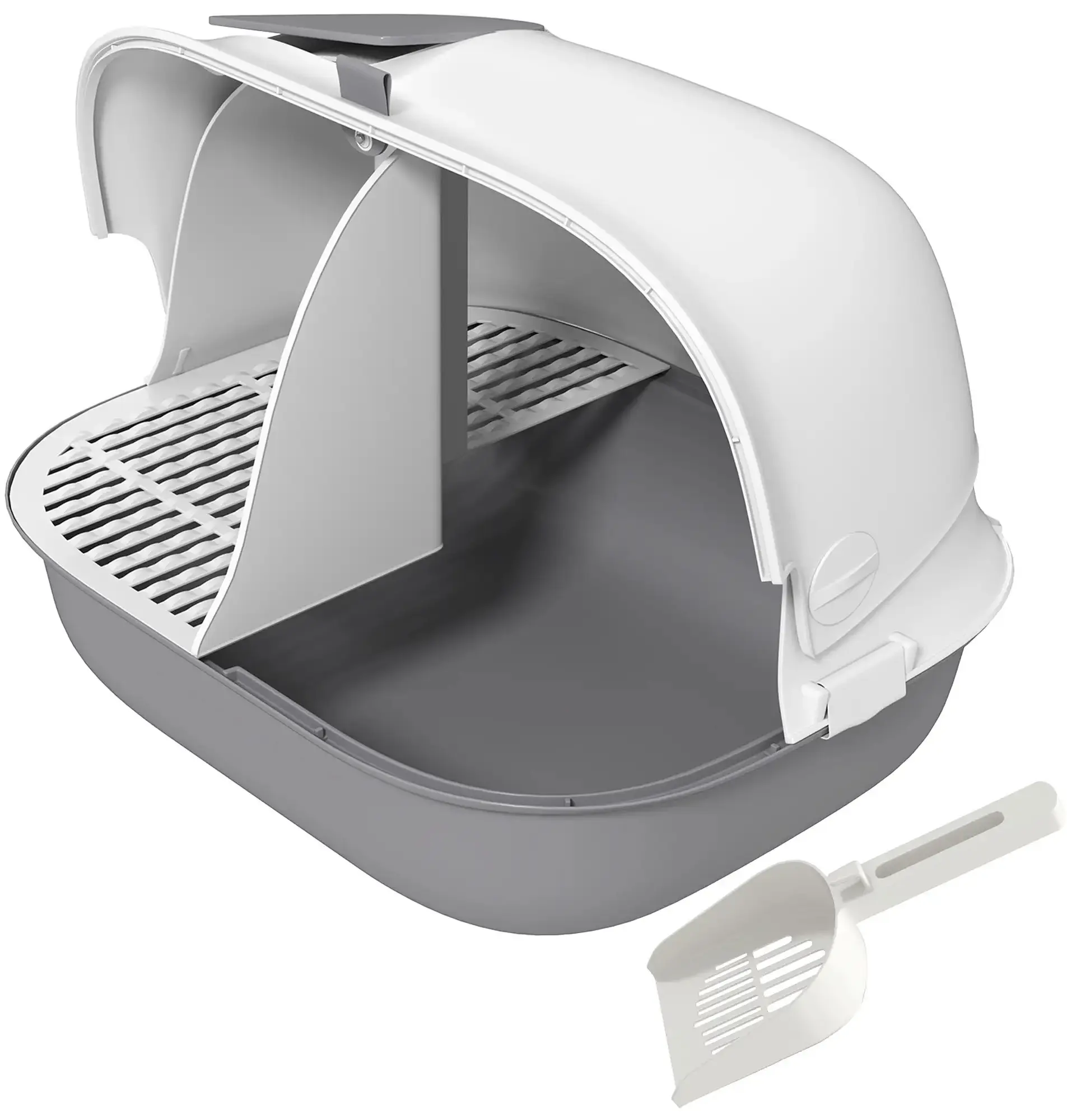 Litiera inchisa pentru pisici PawHut D31-093V00LG (Light Grey/White) - 3